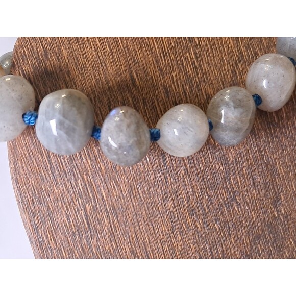 Peyote Multicolor Gray Tones Gemstones 7.75" Bracelet Silver Hammered Charm NWT - Picture 4 of 9